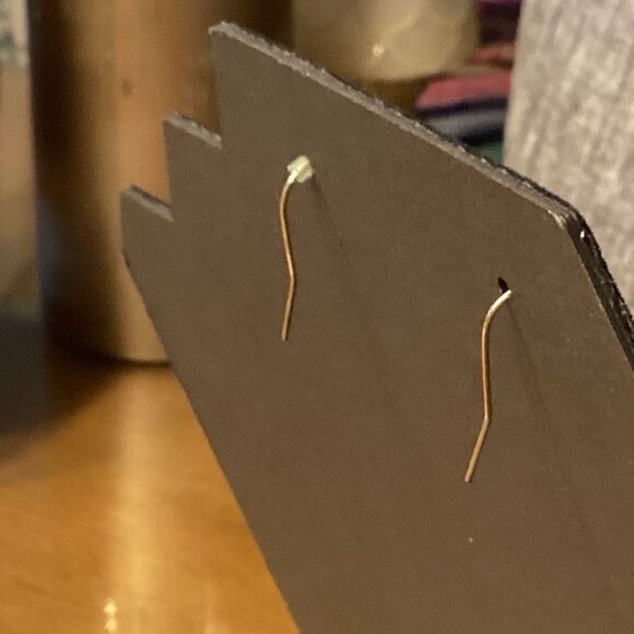 Rounded Diamond Drop Earrings in Goldtone - Picture 5 of 6